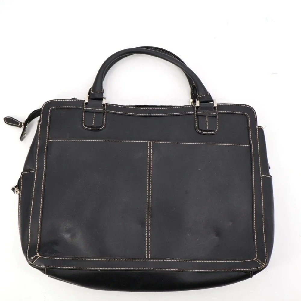 Franklin Covey Leather‎ Briefcase Laptop Bag Organizer Black Office Professional